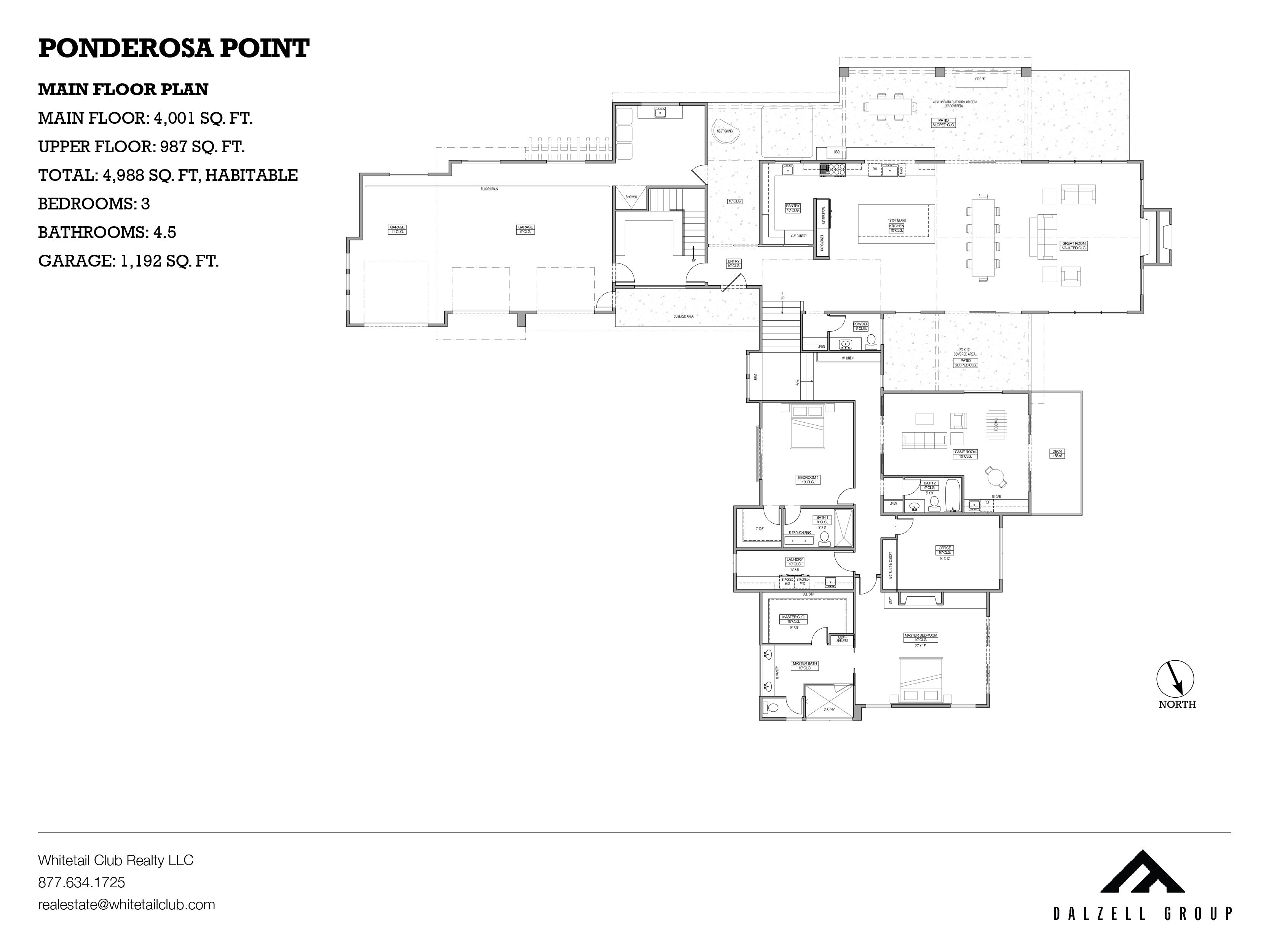 Ponderosa Point Main Floor Plan – Whitetail Club