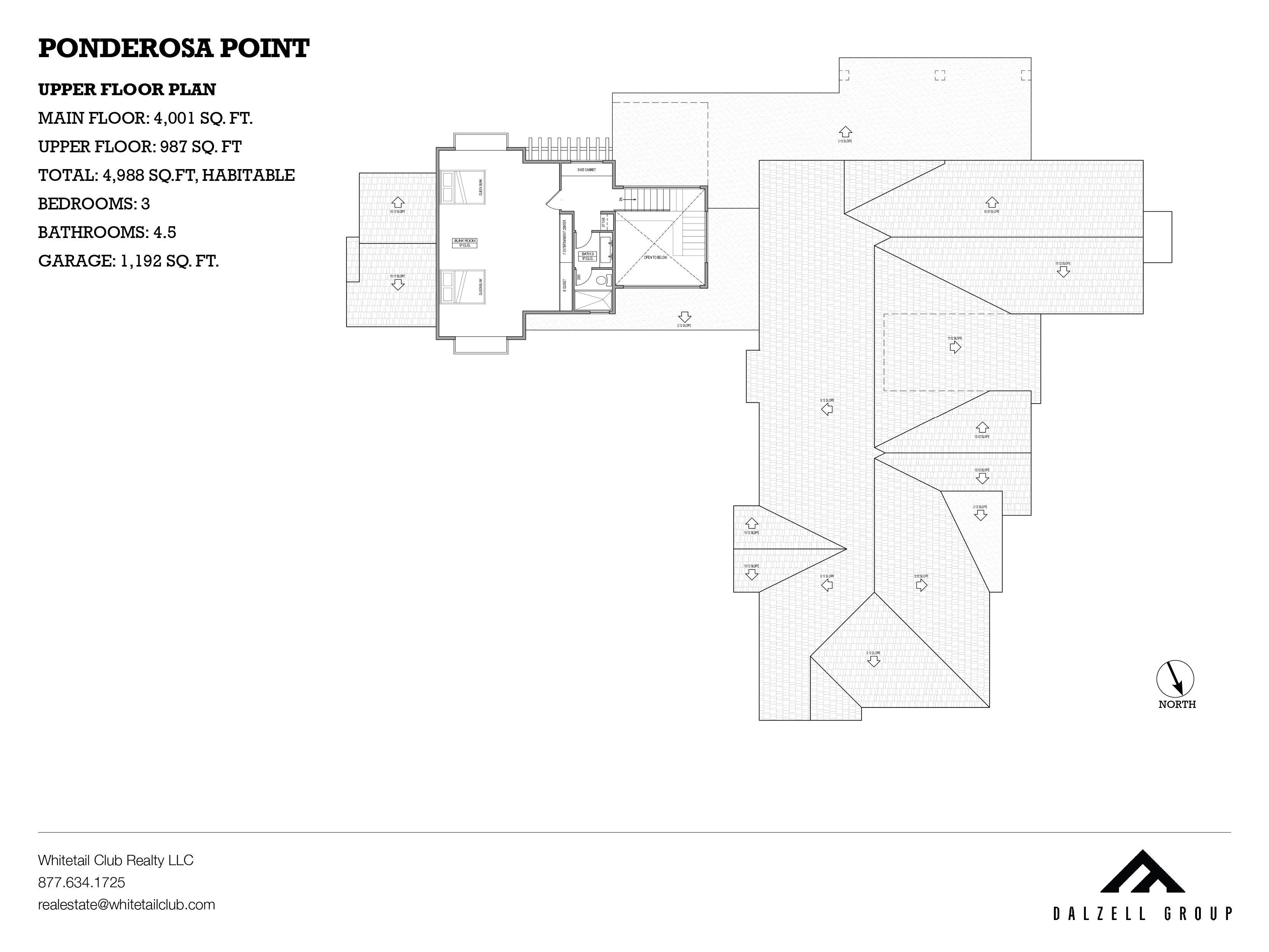 Homesite 100 Upper Floor Plan – Whitetail Club