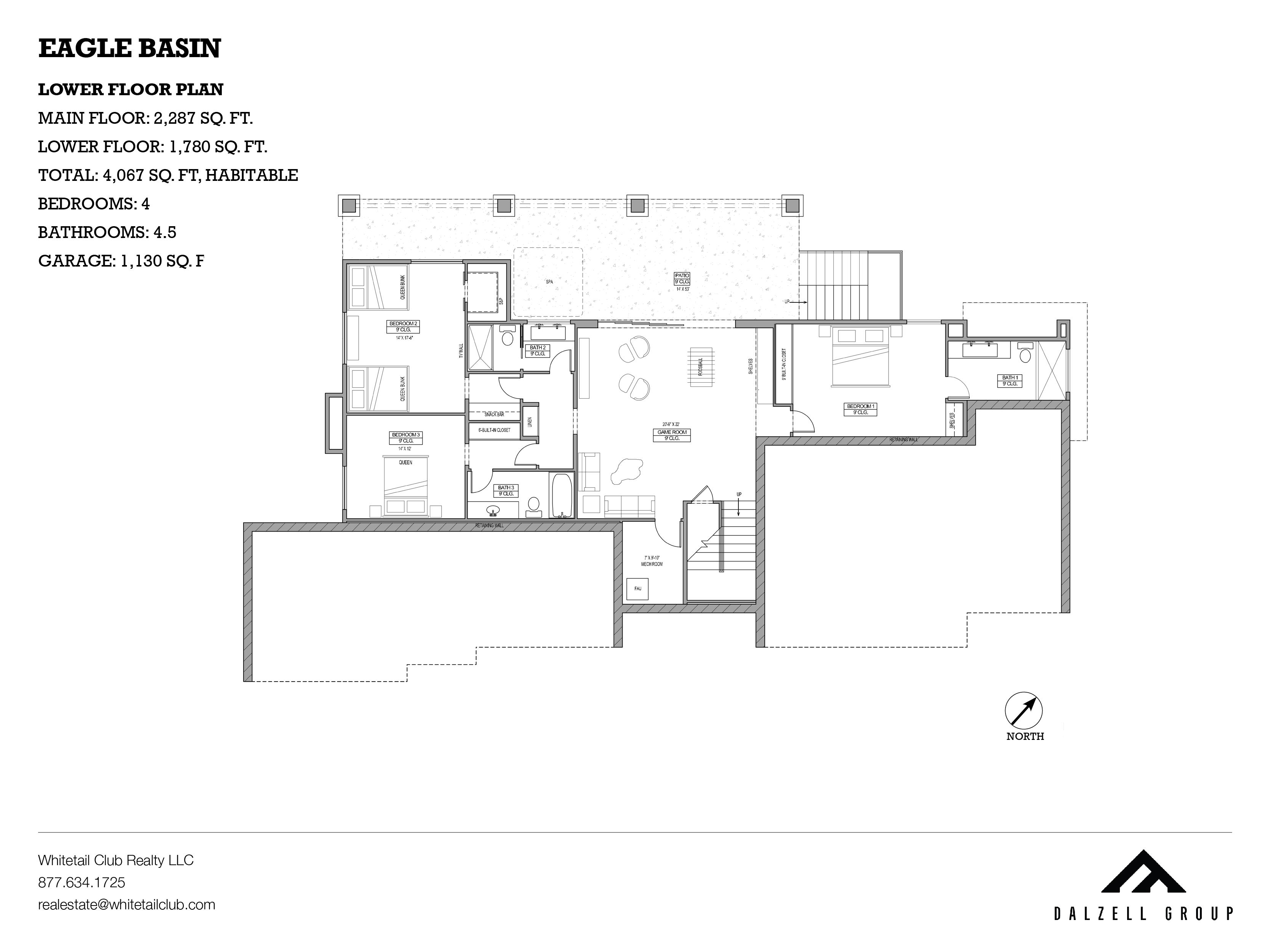 Eagle Basin Lower Floor Plan – Whitetail Club